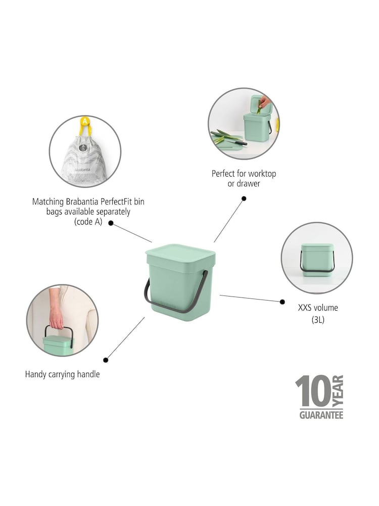 Brabantia Jade Green Sort & Go Waste Bin - Image 2 of 6