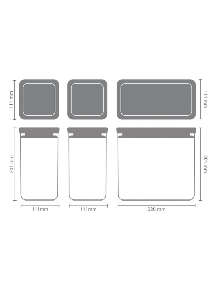 Brabantia Set of 3 Light Grey Tasty + Stackable Canisters - Image 6 of 6