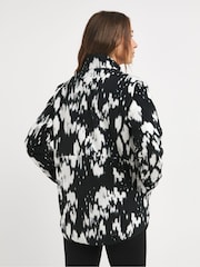 JD Williams Black Fleece Longline Zip Through Jacket - Image 2 of 4