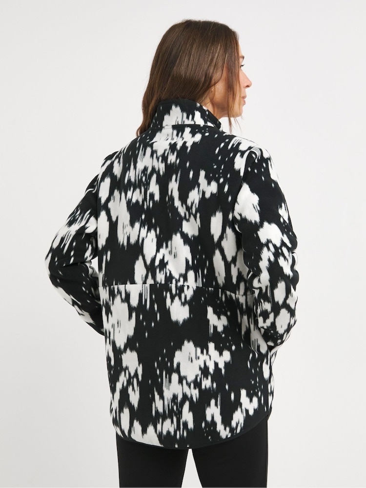 JD Williams Black Fleece Longline Zip Through Jacket - Image 2 of 4