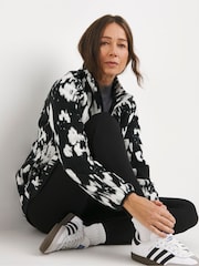 JD Williams Black Fleece Longline Zip Through Jacket - Image 4 of 4