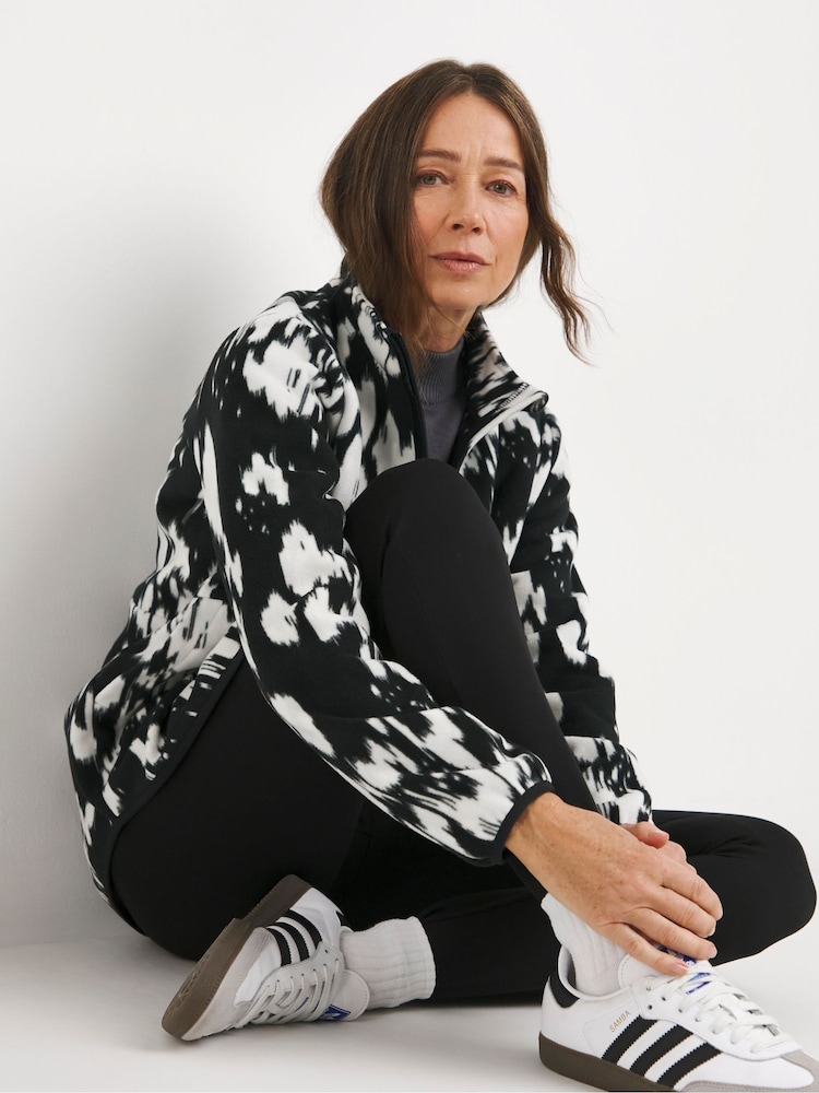 JD Williams Black Fleece Longline Zip Through Jacket - Image 4 of 4
