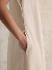 Ro&Zo Cream Linen Blend Piping Detail Midi Dress - Image 3 of 5