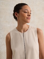 Vestido midi Ro & Zo Linen Blend Piping Detail - Imagem 5 de 5