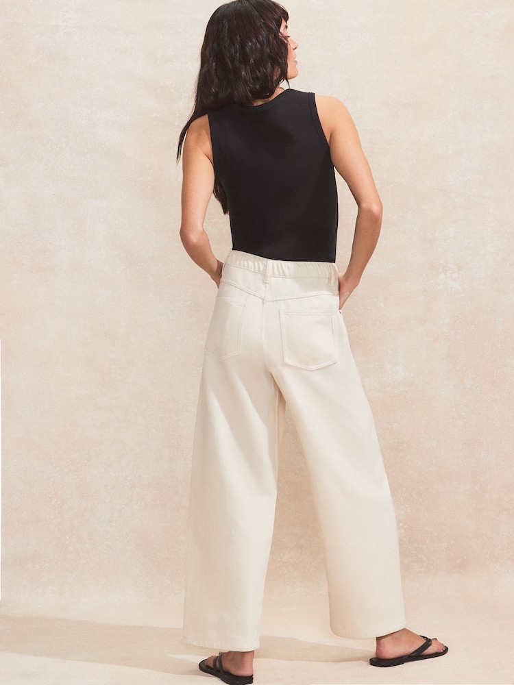 Ro&Zo Cream Denim Drawstring Waist 100% Cotton Jeans - Image 5 of 5