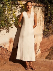 Ro&Zo Cream Denim V-Neck Maxi Dress - Image 1 of 7