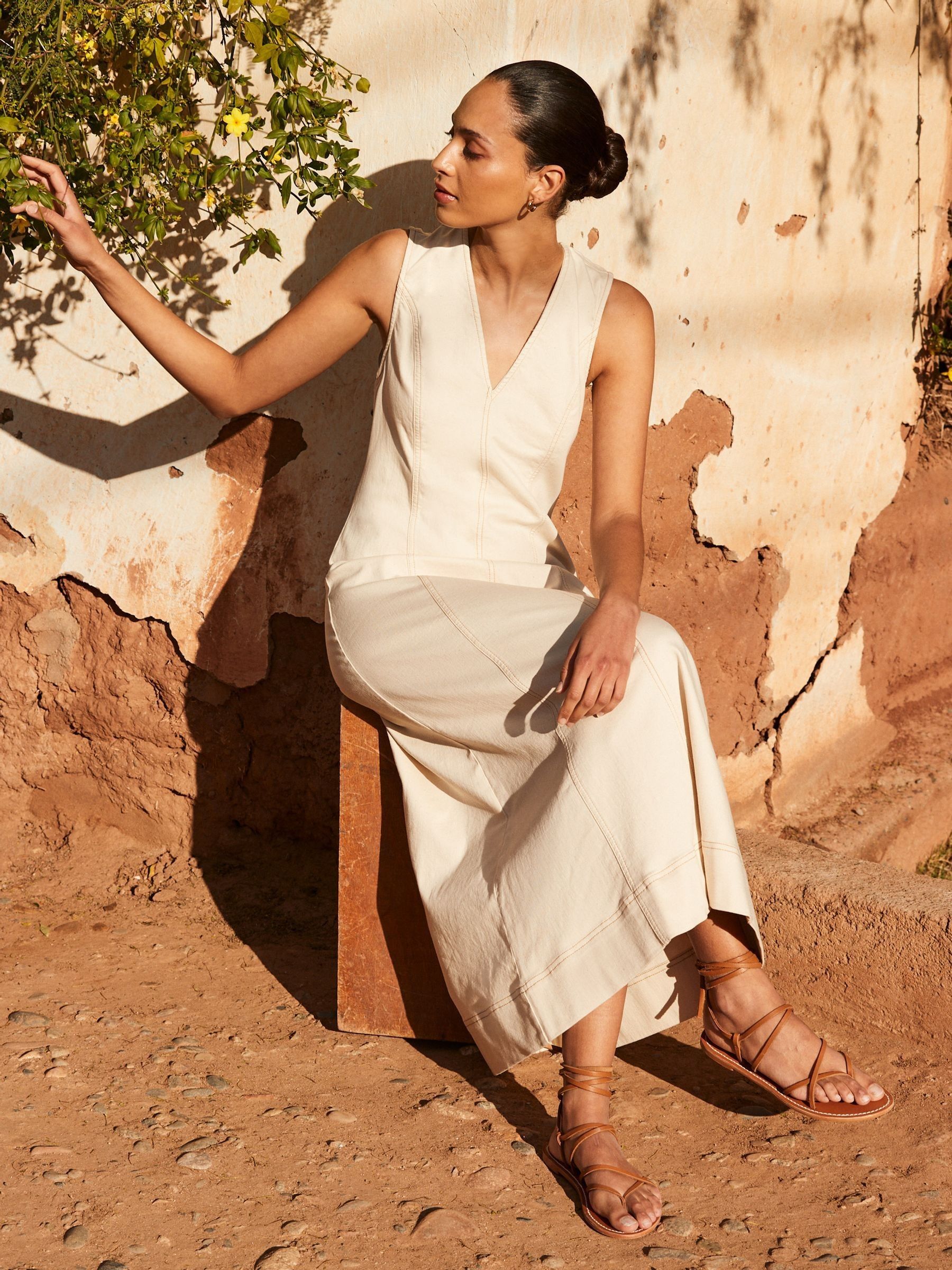 Buy Ro&Zo Cream Denim V-Neck Maxi Dress from Next USA