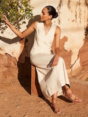 Ro&Zo Cream Denim V-Neck Maxi Dress - Image 3 of 7