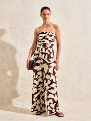 Ro&Zo Brown Print Bandeau Jumpsuit - Image 4 of 6