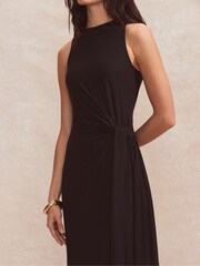 Ro&Zo Black Jersey Tie Front Dress - Image 3 of 4