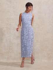 Ro&Zo Blue Lace Column Dress - Image 2 of 4