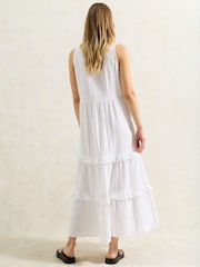 Ro&Zo White Petite V-Neck Cheesecloth 100% Cotton Midaxi Dress - Image 3 of 3