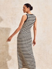 Ro&Zo Black Petite Stripe Knit Midi Dress - Image 2 of 4