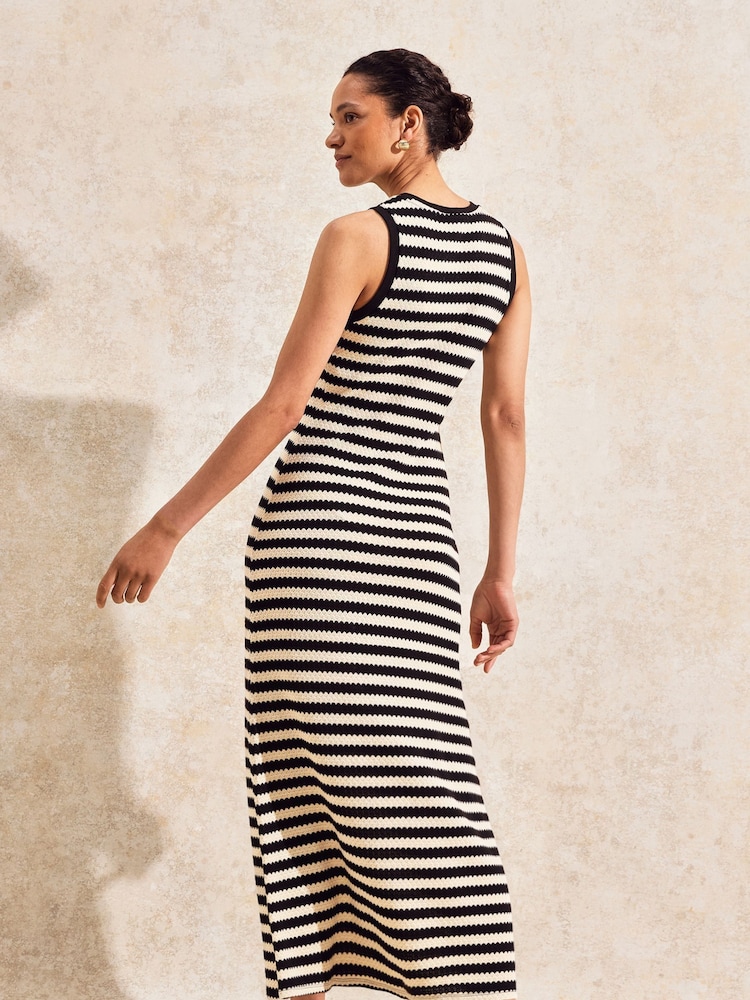 Ro&Zo Black Petite Stripe Knit Midi Dress - Image 2 of 4