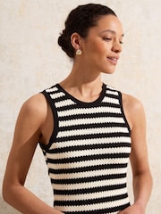 Ro&Zo Black Petite Stripe Knit Midi Dress - Image 3 of 4