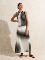 Ro&Zo Black Petite Stripe Knit Midi Dress - Image 4 of 4