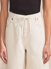 Ro&Zo Cream Petite 100% Cotton Denim Drawstring Waist Jeans - Image 3 of 4