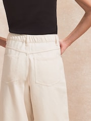 Ro&Zo Cream Petite 100% Cotton Denim Drawstring Waist Jeans - Image 4 of 4