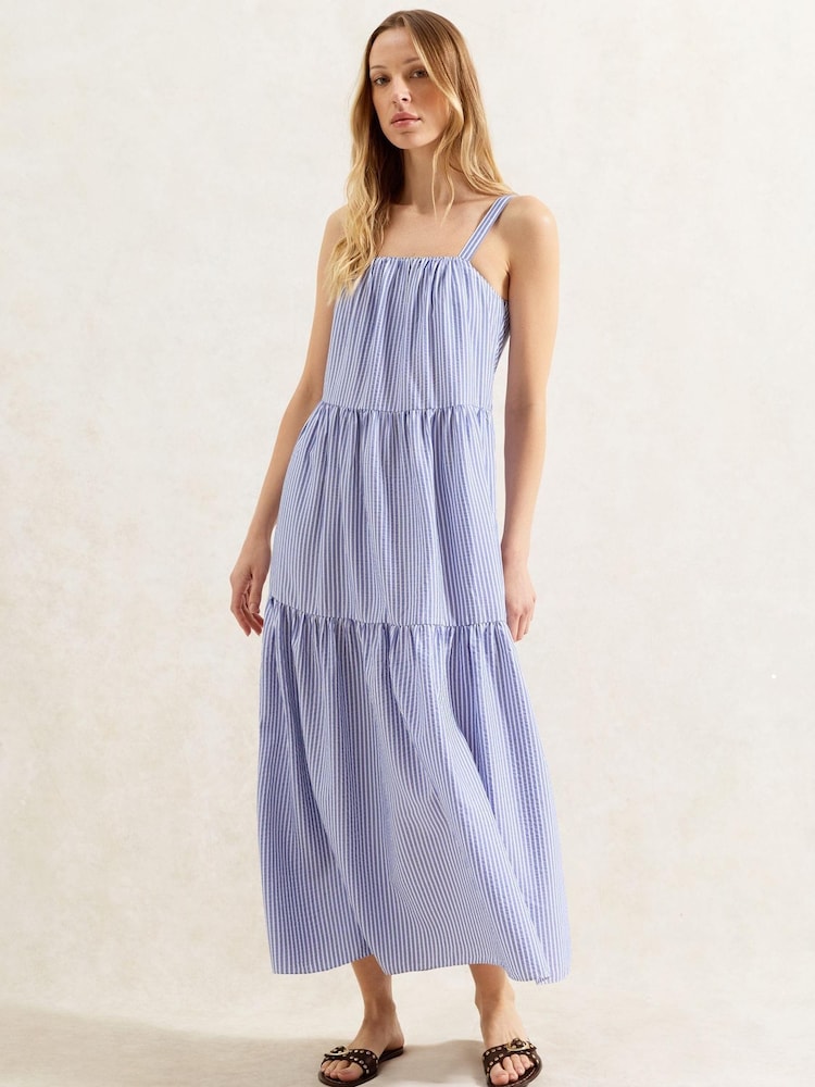 Ro&Zo Blue Stripe Tiered Dress - Image 1 of 4