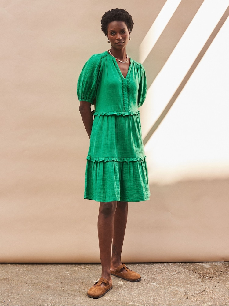 Buy Ro&Zo Green 100% Cotton Short Sleeve Cheesecloth Mini Dress from Next USA Buy Ro&Zo Green 100% Cotton Short Sleeve Cheesecloth Mini Dress from Next USA