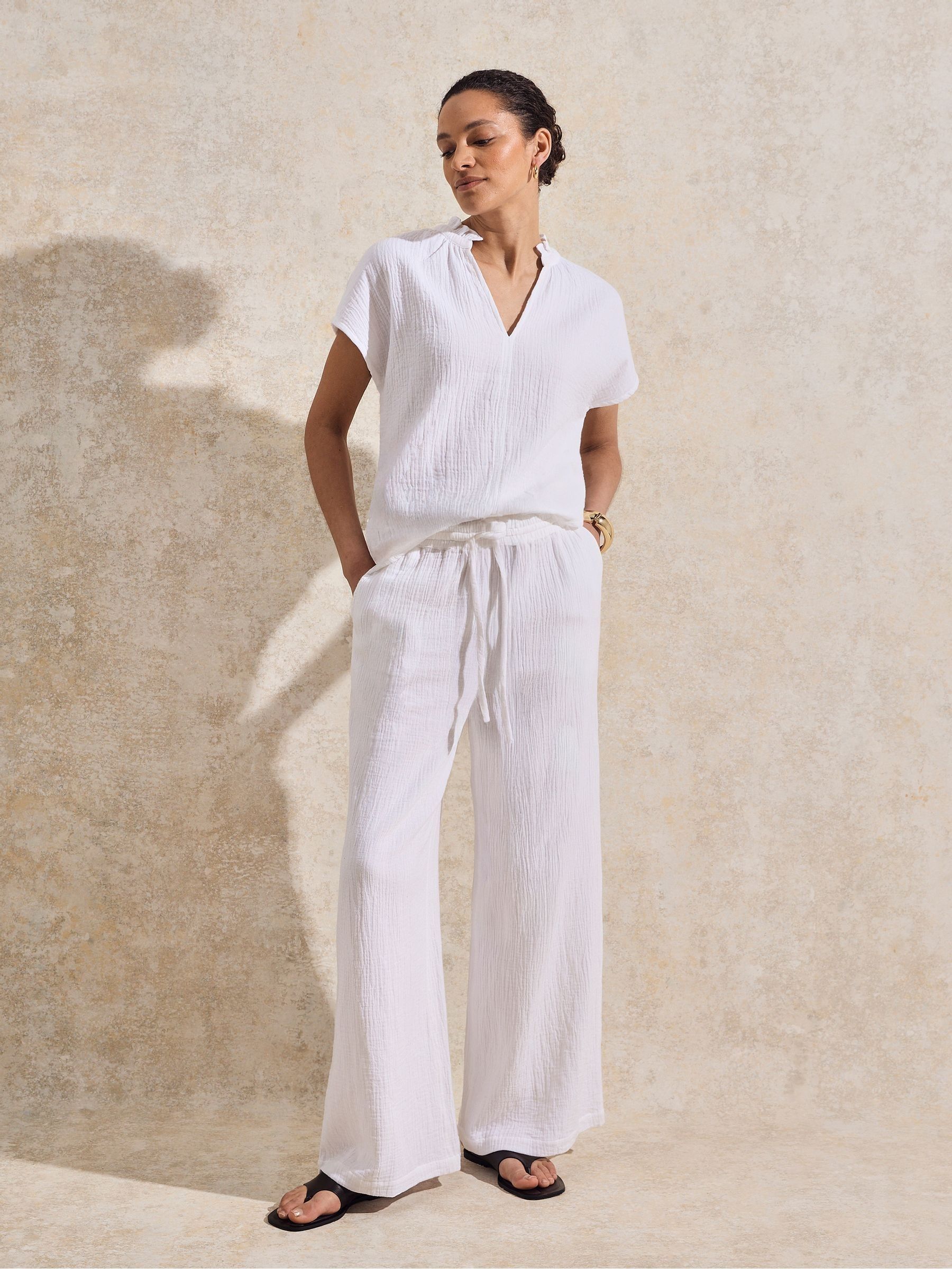 トップス zoott Buy Ro&Zo White 100% Cotton Frill Neck Cheesecloth Top from Next USA