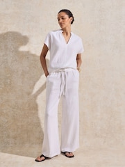Ro&Zo White 100% Cotton Frill Neck Cheesecloth Top - Image 3 of 5