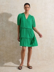 Ro&Zo Green Petite 100% Cotton Short Sleeve Cheesecloth Mini Dress - Image 1 of 5