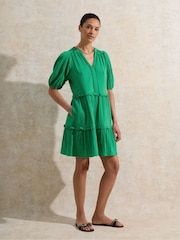Ro&Zo Green Petite 100% Cotton Short Sleeve Cheesecloth Mini Dress - Image 2 of 5