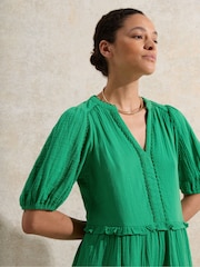 Ro&Zo Green Petite 100% Cotton Short Sleeve Cheesecloth Mini Dress - Image 3 of 5