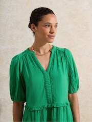 Ro&Zo Green Petite 100% Cotton Short Sleeve Cheesecloth Mini Dress - Image 4 of 5