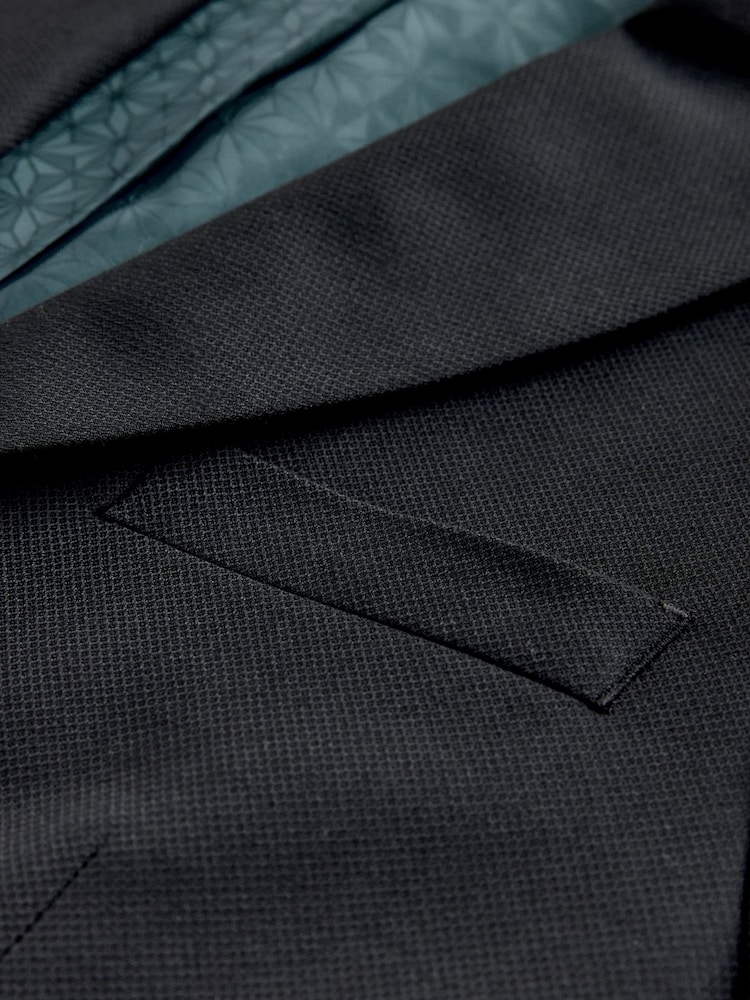 Black Tailored Fit Textured Suit Jacket - Image 11 of 11