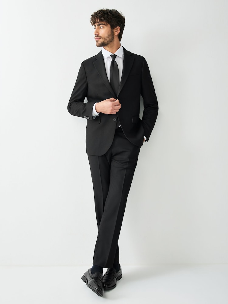 Black Tailored Fit Textured Suit Jacket - Image 2 of 10 Black Tailored Fit Textured Suit Jacket - Image 2 of 10