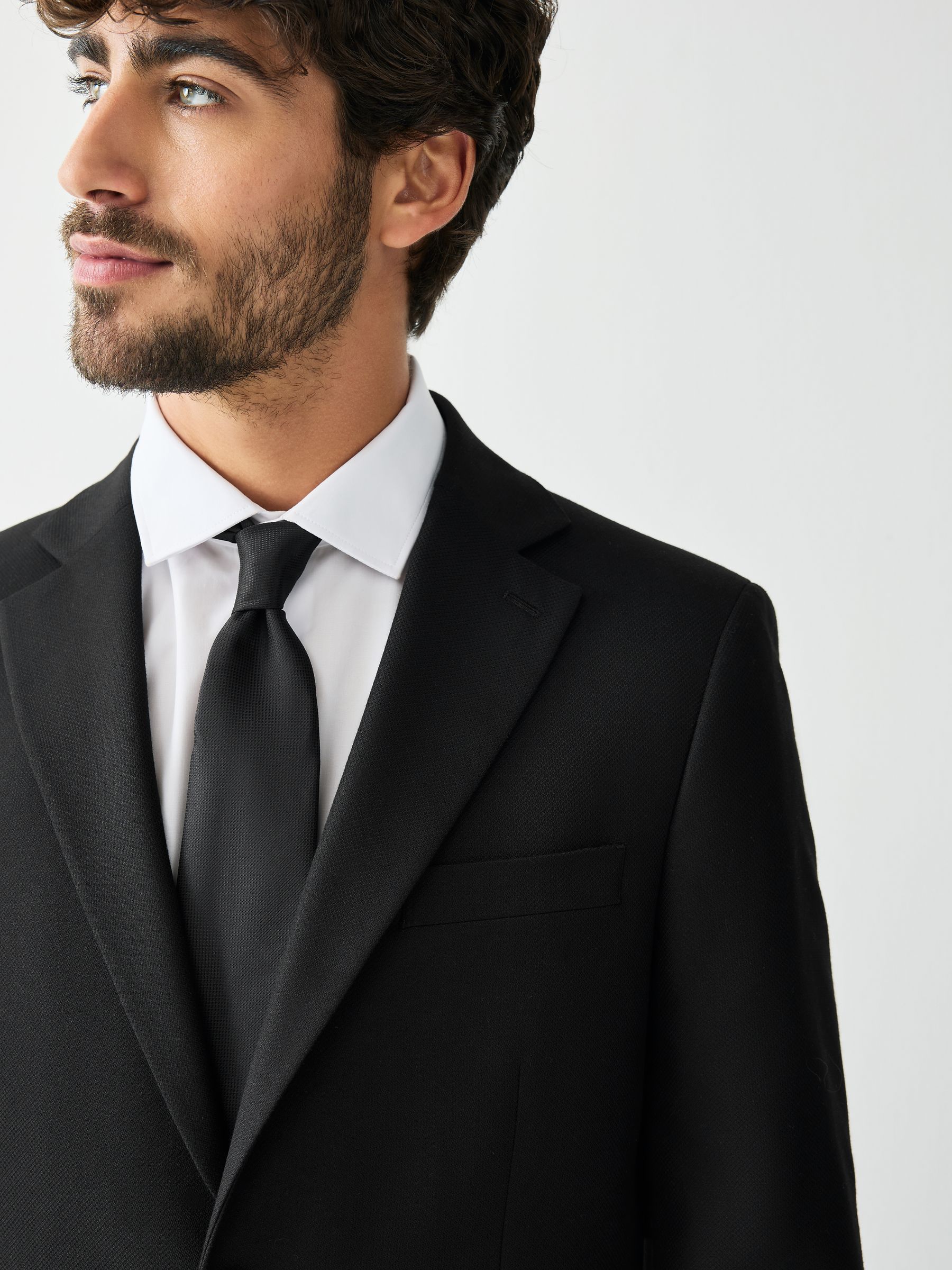 Buy Black Tailored Fit Textured Suit Jacket from the Next UK