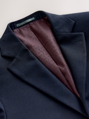 Navy Blue Tailored Fit Textured Suit Jacket - Image 8 of 9