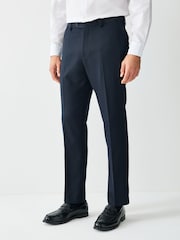 Navy Blue Tailored Fit Textured Suit Trousers - Image 1 of 10