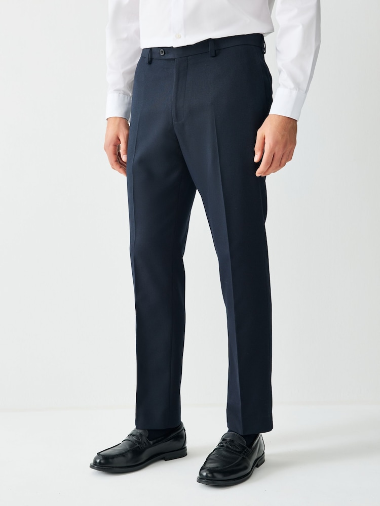 Navy Blue Tailored Fit Textured Suit Trousers - Image 1 of 10