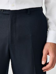 Navy Blue Tailored Fit Textured Suit Trousers - Image 4 of 10