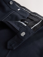 Navy Blue Tailored Fit Textured Suit Trousers - Image 8 of 10