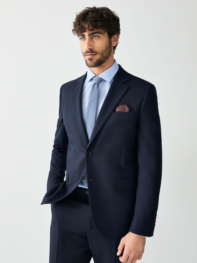 Navy Blue Skinny Fit Textured Suit Jacket - Image 1 of 10 Navy Blue Skinny Fit Textured Suit Jacket - Image 1 of 10