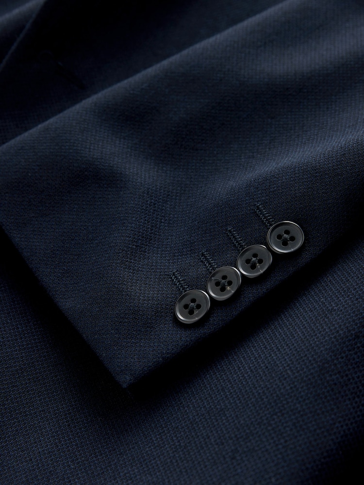 Navy Blue Skinny Fit Textured Suit Jacket - Image 10 of 10 Navy Blue Skinny Fit Textured Suit Jacket - Image 10 of 10