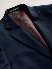 Navy Blue Skinny Fit Textured Suit Jacket - Image 8 of 10