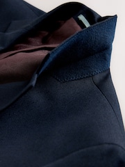 Navy Blue Skinny Fit Textured Suit Jacket - Image 9 of 10