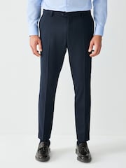 Navy Blue Skinny Fit Textured Suit Trousers - Image 1 of 10