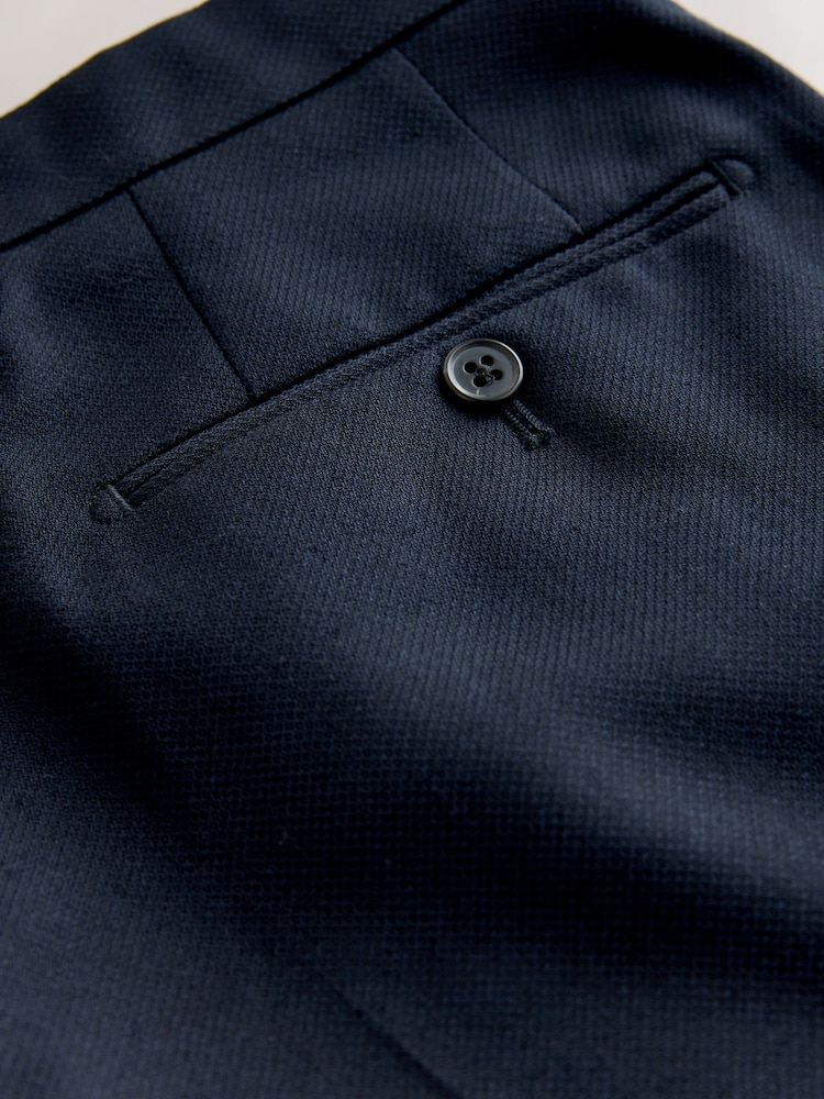 Navy Blue Skinny Fit Textured Suit Trousers - Image 10 of 10