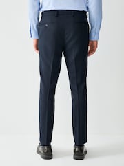 Navy Blue Skinny Fit Textured Suit Trousers - Image 3 of 10