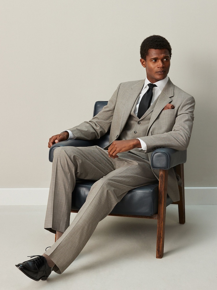 Neutral Contrast Fabric Detail Suit Waistcoat - Image 2 of 9