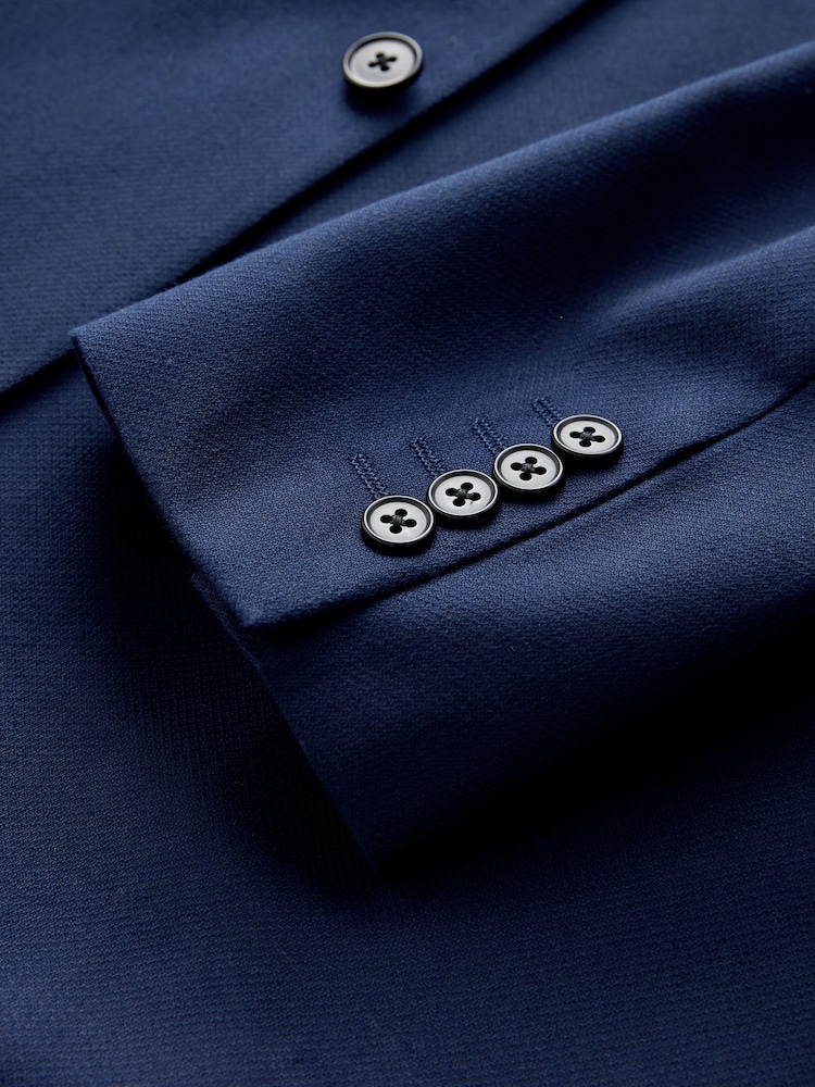 Bright Blue Skinny Fit Textured Suit Jacket - Image 11 of 11