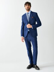 Bright Blue Skinny Fit Textured Suit Jacket - Image 2 of 11