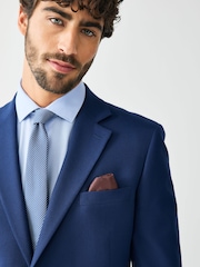 Bright Blue Skinny Fit Textured Suit Jacket - Image 5 of 11