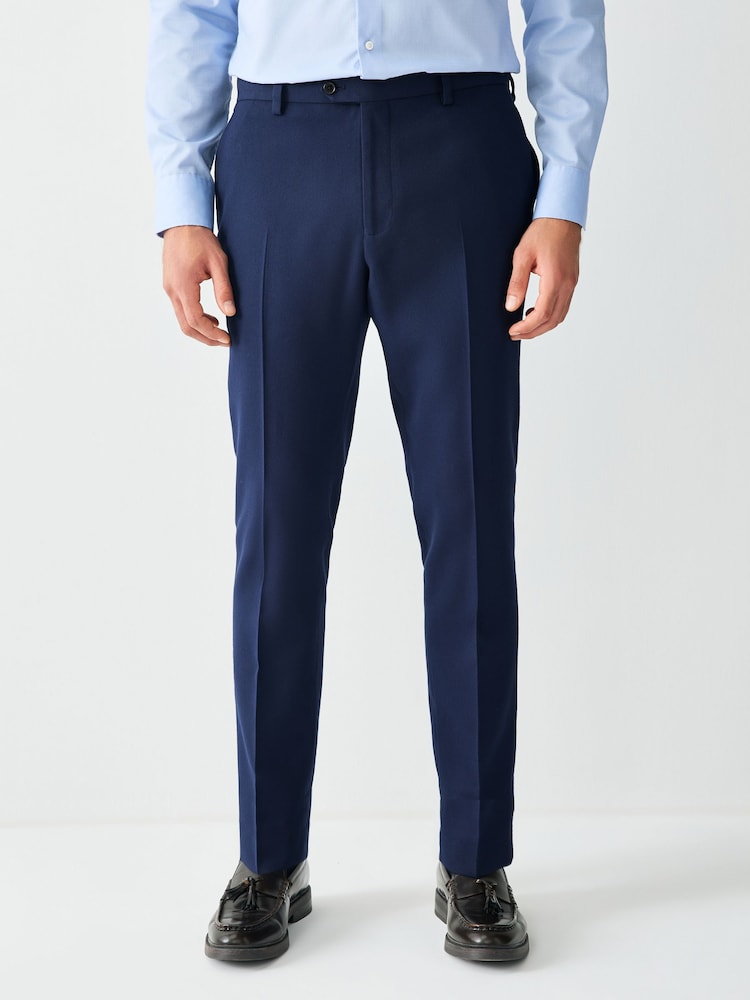 Bright Blue Skinny Fit Textured Suit Trousers - Image 1 of 5